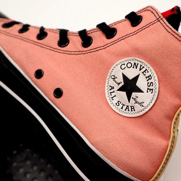 Converse CTAS Womens Platform Hi Top Shoes Size 8.5 Pink Red Black Sneakers - Picture 12 of 16